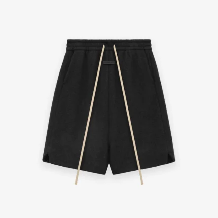 Boiled Wool Relaxed Black Shorts