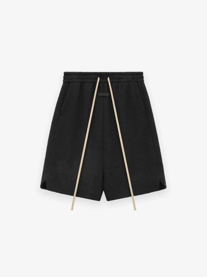 Boiled Wool Relaxed Black Shorts