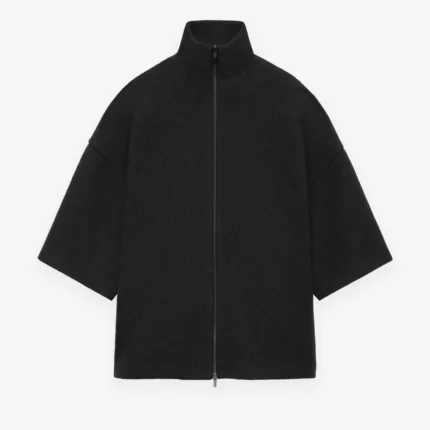 Boiled Wool Short Sleeve Black Jacket