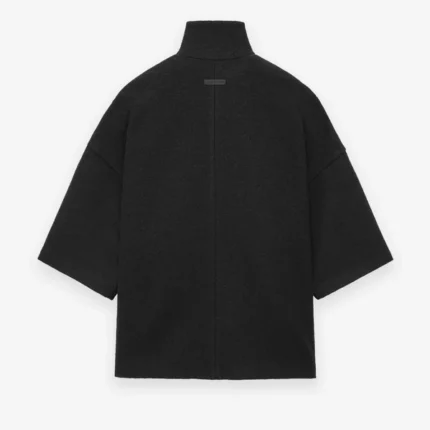 Boiled Wool Short Sleeve Black Jacket