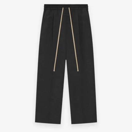 Brushed Wool Cashmere Wide Leg Black Pants