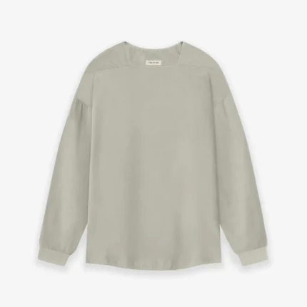 Corduroy Straight Neck LS Grey Top