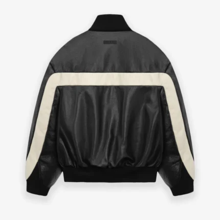 Leather Moto Stripe Bomber Jacket