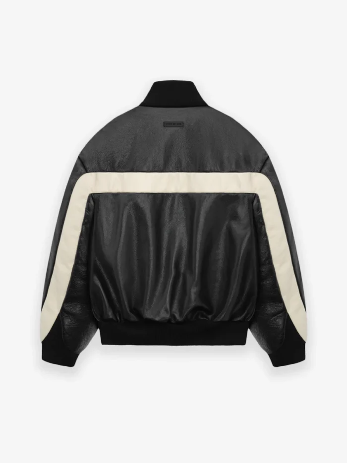 Leather Moto Stripe Bomber Jacket