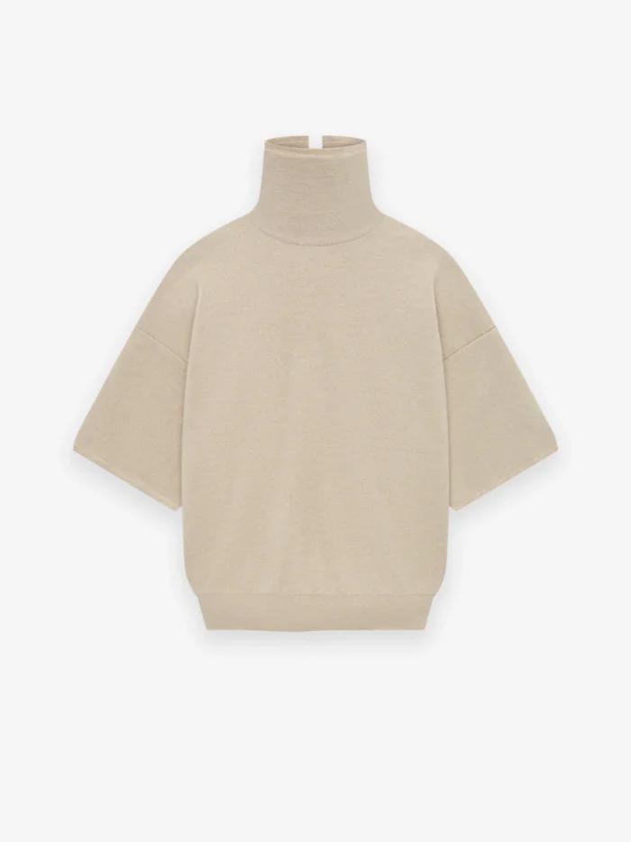 Merino Knit High Neck Beige Tee