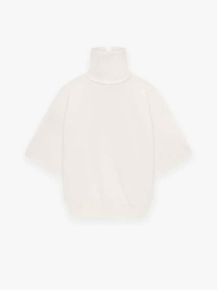 Merino Knit High Neck White Tee