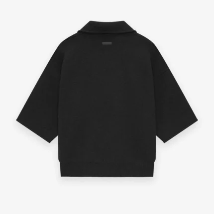 Merino Short Sleeve Polo Black Sweater