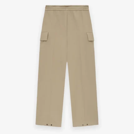 Weighted Twill Wide Leg Cargo Beige Pants