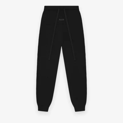 Womens Waffle Fitted Black Sweatpant