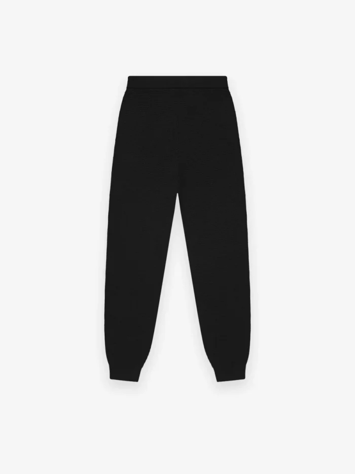 Womens Waffle Fitted Black Sweatpant