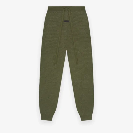 Womens Waffle Fitted Green Sweatpant